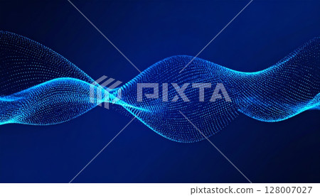 Abstract blue background with flowing wave lines, a futuristic and colorful gradient art illustration 128007027