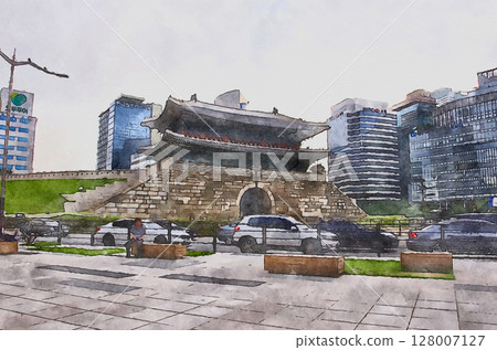 A view of Sungnyemun Gate, commonly known as Namdaemun, in Seoul (generated by AI from an original image) 128007127
