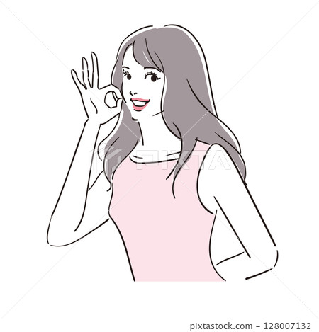 Beautiful woman with long hair and model-like Beautiful woman with long hair and model-like 128007132