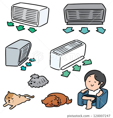 vector set of air conditioner vector set of air conditioner 128007247