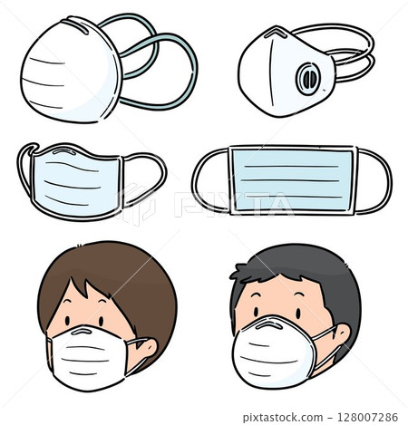 vector set of medical protective mask 128007286