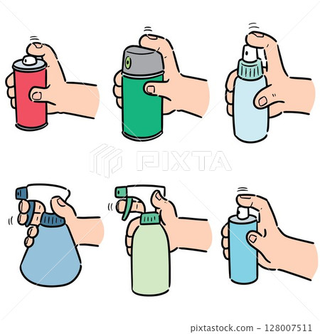 vector set of spray can and bottle 128007511