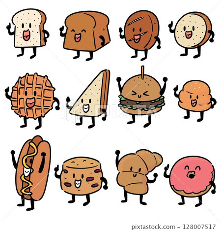 vector set of bakery 128007517