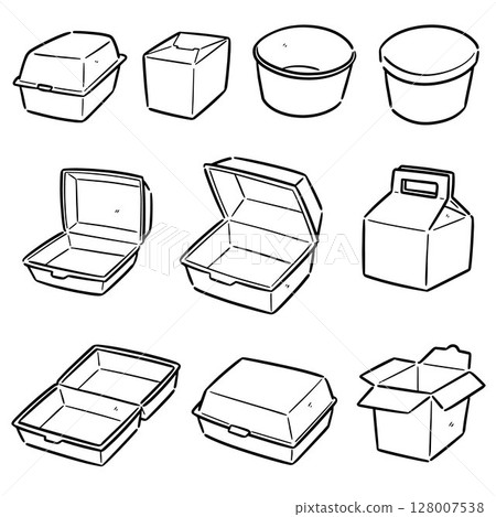 vector set of paper food container vector set of paper food container 128007538