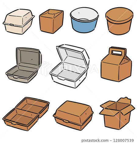 vector set of paper food container vector set of paper food container 128007539