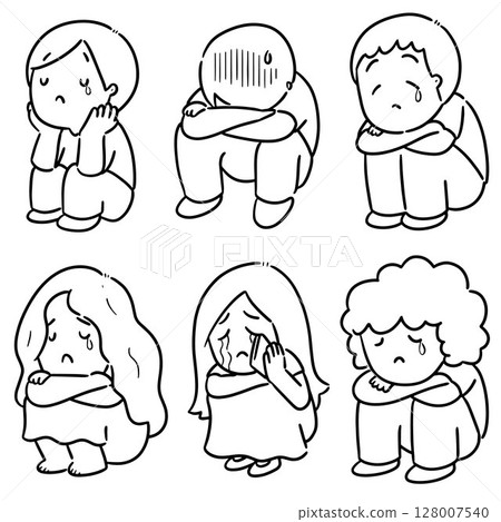 vector set of sad people vector set of sad people 128007540