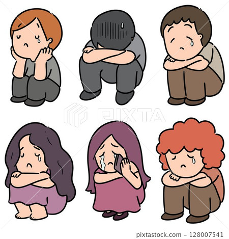 vector set of sad people vector set of sad people 128007541