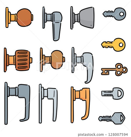 vector set of door knob 128007594