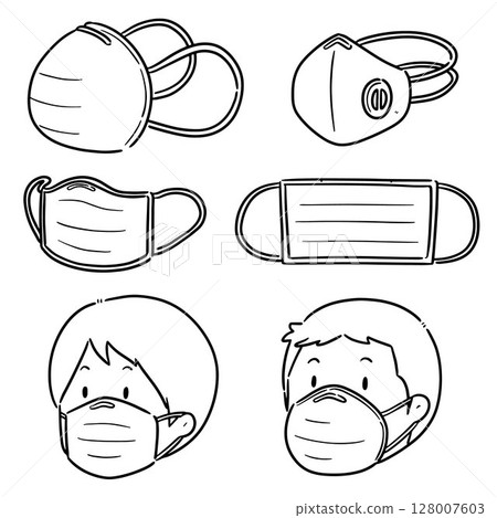 vector set of medical protective mask 128007603