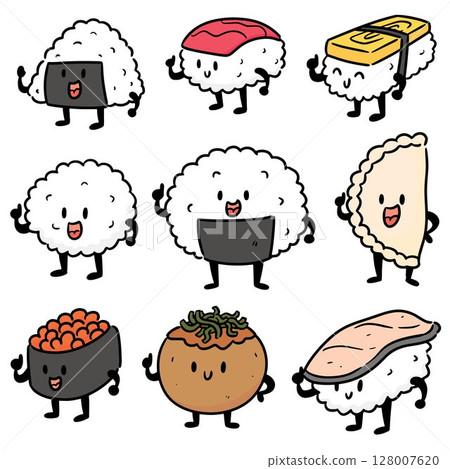 vector set of japanese food 128007620