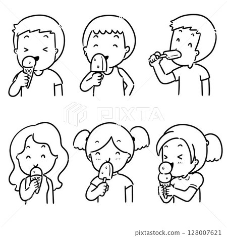 vector set of people eating ice cream 128007621