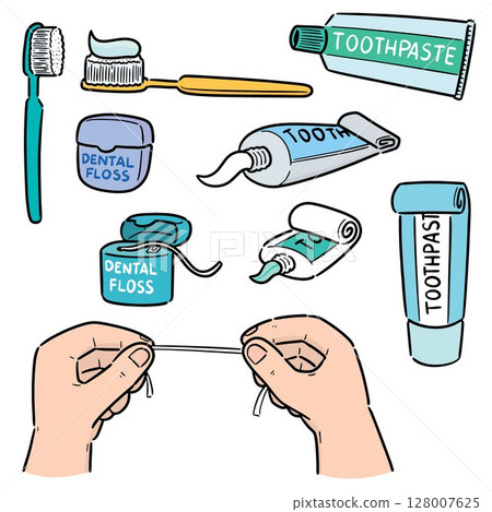 vector of tooth care set 128007625