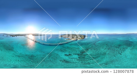 Beautiful view of the Kouri coast in the northern part of the coast of Japan, 360-degree scenic view Beautiful view of the Kouri coast in the northern part of the coast of Japan, 360-degree scenic view 128007878