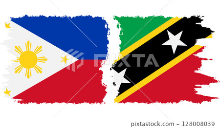 Saint Kitts and Nevis and Philippines grunge flags connection vector 128008039