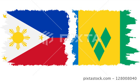 Saint Vincent and the Grenadines and Philippines grunge flags connection 128008040