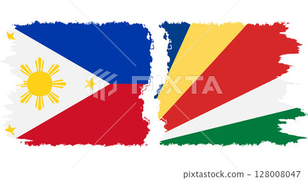 Seychelles and Philippines grunge flags connection vector 128008047