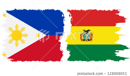Bolivia and Philippines grunge flags connection vector 128008051