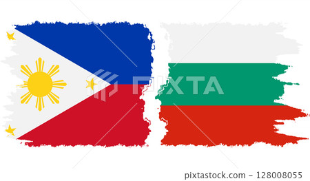 Bulgaria and Philippines grunge flags connection vector 128008055
