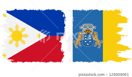 Canary Islands and Philippines grunge flags connection vector 128008061