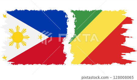 Congo-Brazzaville and Philippines grunge flags connection vector Congo-Brazzaville and Philippines grunge flags connection vector 128008065