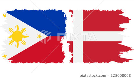 Denmark and Philippines grunge flags connection vector 128008068