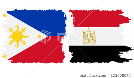 Egypt and Philippines grunge flags connection vector 128008073