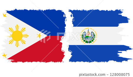 El Salvador and Philippines grunge flags connection vector 128008075