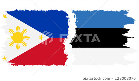 Estonia and Philippines grunge flags connection vector 128008076