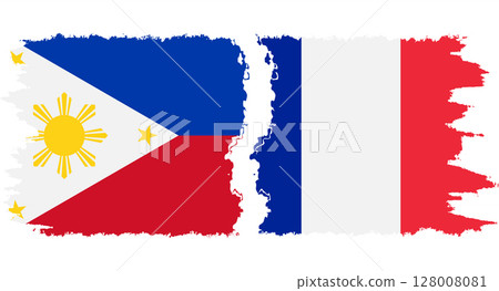France and Philippines grunge flags connection vector 128008081