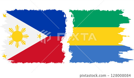 Gabon and Philippines grunge flags connection vector 128008084
