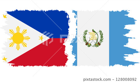 Guatemala and Philippines grunge flags connection vector 128008092