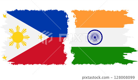 India and Philippines grunge flags connection vector 128008099