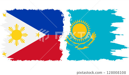 Kazakhstan and Philippines grunge flags connection vector 128008108