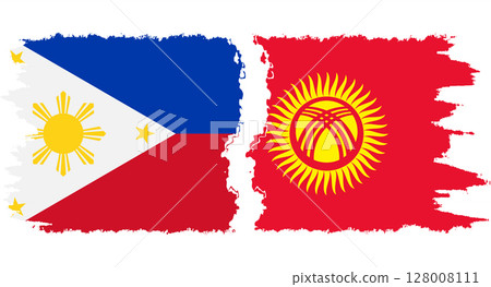 Kyrgyzstan and Philippines grunge flags connection vector 128008111