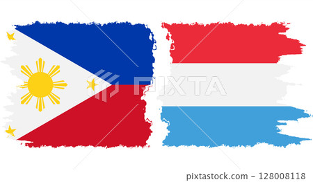 Luxembourg and Philippines grunge flags connection vector 128008118
