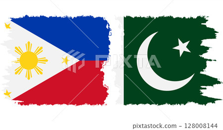 Pakistan and Philippines grunge flags connection vector 128008144