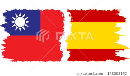 Spain and Taiwan grunge flags connection vector Spain and Taiwan grunge flags connection vector 128008162