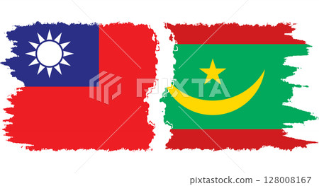 Mauritania and Taiwan grunge flags connection vector Mauritania and Taiwan grunge flags connection vector 128008167