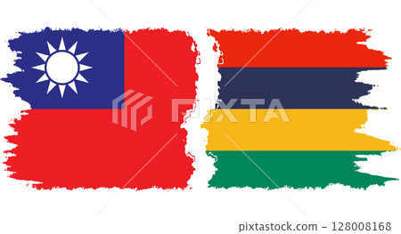 Mauritius and Taiwan grunge flags connection vector Mauritius and Taiwan grunge flags connection vector 128008168