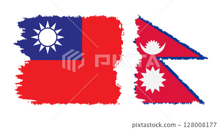 Nepal and Taiwan grunge flags connection vector Nepal and Taiwan grunge flags connection vector 128008177