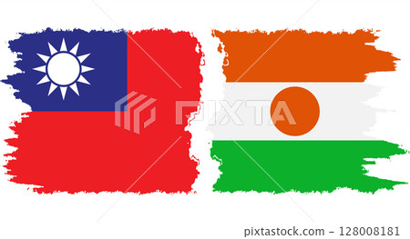 Niger and Taiwan grunge flags connection vector 128008181