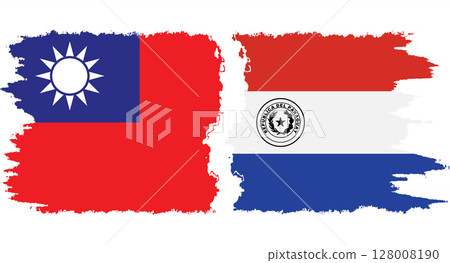 Paraguay and Taiwan grunge flags connection vector Paraguay and Taiwan grunge flags connection vector 128008190