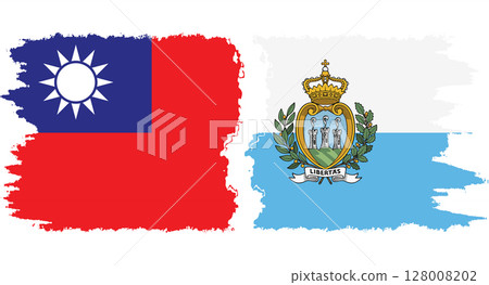 San Marino and Taiwan grunge flags connection vector 128008202