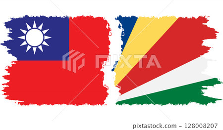 Seychelles and Taiwan grunge flags connection vector 128008207