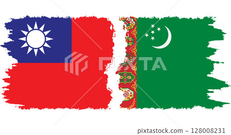 Turkmenistan and Taiwan grunge flags connection vector Turkmenistan and Taiwan grunge flags connection vector 128008231