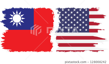 United States and Taiwan grunge flags connection vector 128008242