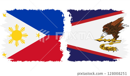 American Samoa and Philippines grunge flags connection vector 128008251