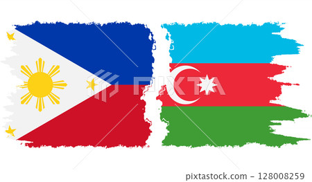 Azerbaijan and Philippines grunge flags connection vector 128008259