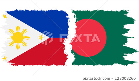 Bangladesh and Philippines grunge flags connection vector 128008260