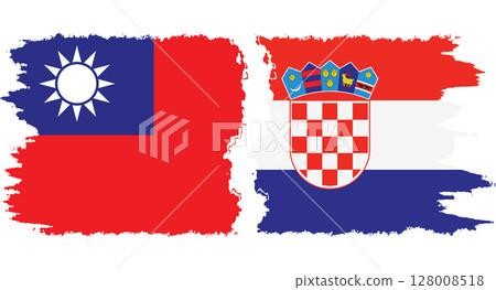 Croatia and Taiwan grunge flags connection vector 128008518